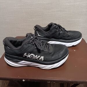 Hoka Bondi 7, Size- 10D, Black and White, some wear but still great condition